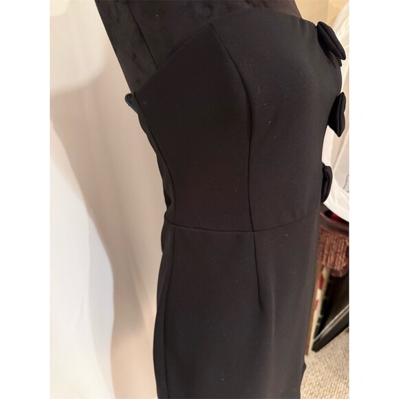 AQUA Dress Womens XL Black Strapless Bow Detail Sheath Cocktail Short - Picture 3 of 6